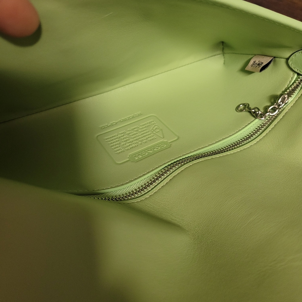 Coach Hamptons Small Leather Shoulder Bag.  Color: Pale Pistachio - Picture 14 of 16